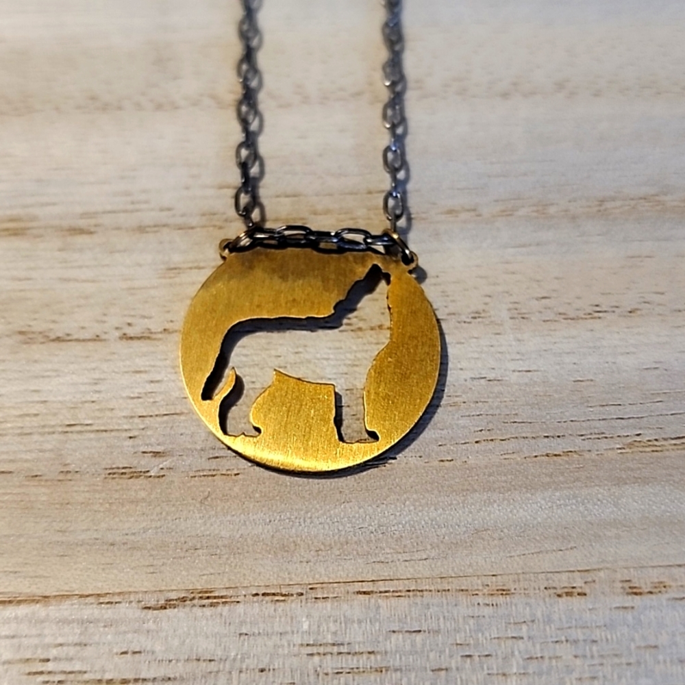 Wolf cutout necklace